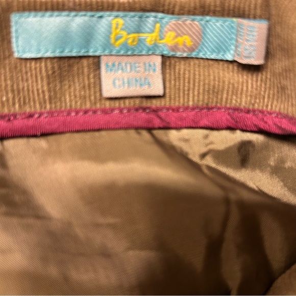 Boden Embroidered Brown Corduroy Skirt SZ 14 - Picture 4 of 5